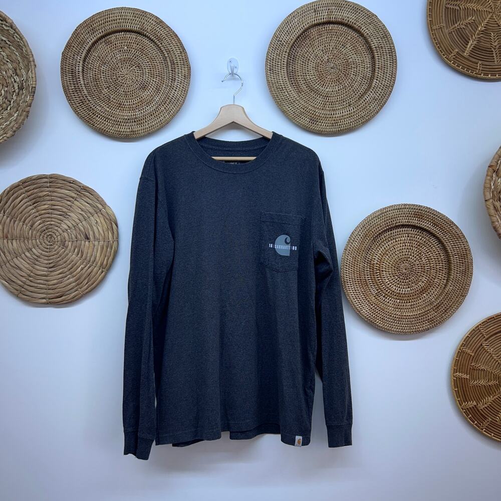 Carhartt Gray Relaxed Fit Long Sleeve T-Shirt Mens Large
